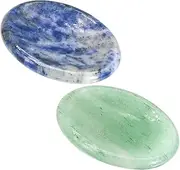 Healeved 2Pcs Portable Massage Stones Natural Crystal Scraping Plates for Relaxation Finger Therapy and Worry Relief for Face Neck Treatment