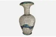 15" white marble Flower Vase Inlay mop Pietra Dura paua shell Inlay decor home
