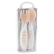 Beaba 2nd Stage Toddler Training Feeding Fork & Spoon - Nude