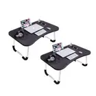 NNEAGS 2X Black Portable Bed Table Adjustable Foldable Bed Sofa Study Table Lapt