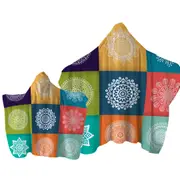 Multi Colored Panel and White Mandalas Towel with Hood