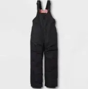 NWT All In Motion Black Pink Fleece Lined Wind Resistant Snow Bibs Pants M (7/8)