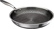 [Hell's Kitchen] Hybrid 11" Frying Pan, Tri-Clad Stainless Steel and Nonstick Ceramic PFAS Free, no PFOA, PTFE, or Teflon, Non Toxic Cookware, Metal Utensil Safe, All Cooktops, Oven Safe