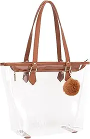 [MICOM] Large Clear Bag PVC Transparent Shoulder Handbag with Black Plush Pendant