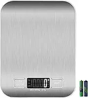 Food Scale with USB Rechargeable, 11lb Digital Kitchen Scale Weight Grams and oz for Baking Cooking, Stainless Steel and Tempered Glass Waterproof Body, 1g/0.1oz Precise Graduation