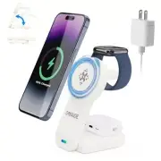 Magnetic Wireless Charger 3 in 1, Mag-Safe Wireless Charging Station White