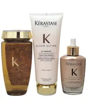 Krastase Unisex Elixir Ultime Fondant Conditioner, Sublimating Oil Infused Le Bain & Initialiste Advanced Scalp & Hair Concentr