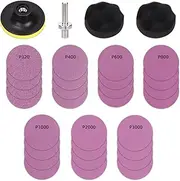 Swpeet 31Pcs 3 Inch 7 Sizes 320-3000 Grit Car Headlight Restoration Assortment Kit, 28Pcs 3" Purple Polishing Sanding Discs, 1 Disc Pad Holder with Shank, 2 Buffing Sponge Pad for Polishing