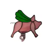 Flying Pig Stained Glass Decor Warm Yellow Plug in Night Light with Green