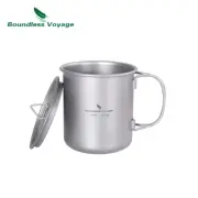 Titanium Coffee Cup with Lid Outdoor Camping Ultralight Water Tea Mug 450/200ML