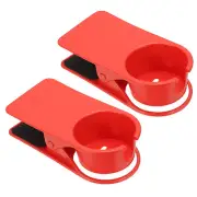 Clamp on Table Bottle Clip Holder with Side Open for Desk Chairs, Red, 2 Pcs