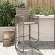 vidaXL Garden Bar Stools 2 pcs Grey Poly Rattan