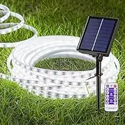 LUHLEE Solar LED Strip Lights, Upgrade Outdoor Rope Lights 8 Lighting Modes,IP65 Waterproof String Lights for Patio Yard Deck Porch Balcony Garden (White, 16.4 ft)