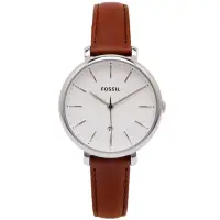 在飛比找momo購物網優惠-【FOSSIL】文青優雅皮革錶帶女性手錶-白面X咖啡色/36