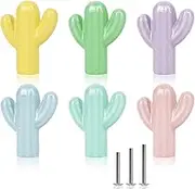 OctinPris 6X Colorful Cute Glossy Ceramic Knobs Cactus-Shape Lovely Door Pull Knob Cabinet Closet Ceramic Drawer Cupboard Kitchen Dresser Kids Child Bedroom Pulls Wardrobe Handles
