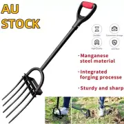 Manganese Steel Fork Garden Fork Heavy duty 5-Tine Spading Digging Fork Tools