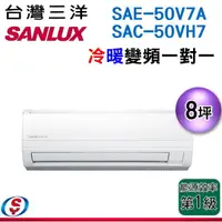 在飛比找蝦皮購物優惠-(可議價)SANLUX 台灣三洋 8坪 變頻分離式冷暖氣機S