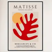 Galrie Henri Matisse Vintage Red Leaf Exhibition Print at Berggruen & Cie, Black Frame, A4 21 x 30cm (8 x 12inch)