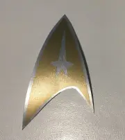 Star Trek Brushed Metal Federation Starfleet Logo Vinyl Decal Sticker 4 1/2 Tall