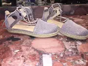 New $400 Stuart Weitzman Walk My Way Espadrille Lace Up Gladiator Sandals 5M