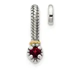 Shey Couture Silver Antiqued with 14k Accent Polished Garnet Chain Slide Pendant