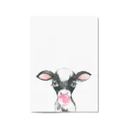 Cute Baby Cow Nursery Animal Gift Wall Art #3