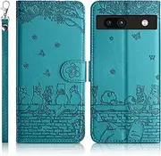 Succtopy Mobile Phone Case for Google Pixel 7a Premium PU Leather Case Foldable Flip Case Magnetic Card Slot Stand Function Protective Case Google Pixel 7a - Blue