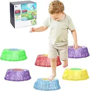 Opvonxeh Light Up Stepping Stones, Non-Slip Light Up Stepping Stones, Colorful Stepping Stones, Balance Stepping Stones for Kids, Light Up Step Stones for Outdoors, Kids Balance Stones,