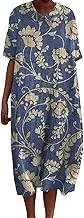 Loose Plain Dresses Art Print Pocket Linen Dress with Pockets（ Dress with Front and Back Option） Women Business Casual Dresses