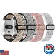 Shiny Elastic Nylon Band Compatible with Fitbit Versa 2/Versa/Versa Lite/Vers