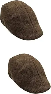 [LIFKOME] 2pcs Men Women Flax Beret Cap Sunscreen Hat Lightweight Peaked Driving Hat British Style Warm