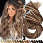 Adhesive Glue Tape In Extensions Russian Remy Human Hair Skin Weft Balayage