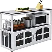 Kitchen Storage Cabinet, Strong Load-Bearing Carbon Steel Microwave Floor Rack Waterproof Storage Cabinet Large Capacity Storage (Color : Black, Size : 30CM)