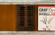 for A4 sketchbook book bag notebook jacket cover slipcase cow leather brown A90