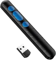 Jinpojun Laserpointer Powerpoint Remote Control 100 m Range, 2.4 GHz Connection via USB Receiver, Red Spotlight Presenter for Windows MacOS Linux, Intelligent Battery Use