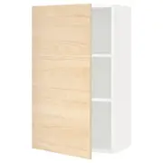 METOD wall cabinet with shelves, white/Askersund light ash effect, 60x37x100 cm
