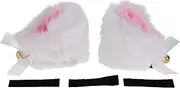 X AUTOHAUX Motorcycle Helmet Accessories Decoration Furry Ears with Bells for Motorcycle Bicycle Skiing Helmets White Pink Plush Sticker 1 Set