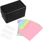 BUTIFULSIC 1 Set Black Plastic Index Card Box with Lid Lightweight Organizer for Flashcards Recipe Storage Notebooks Secure Stable Card Holder for Home Office School