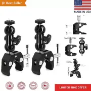 Camera Clamp Mount with Double Ballhead Arm - for DSLR Camera/Field Monitor/LED
