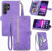 [Asuwish] Mobile Phone Case for Samsung Galaxy S24 Ultra 5G Case with Screen Protector Card Slot Foldable Leather Wallet Stand S24Ultra 24S S 24 24Ultra Mobile Phone Cases Protective Wallet Phone Case