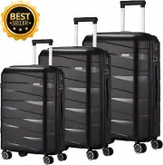 3Pcs Carry on Suitcase with Lock 20" 24" 28" Hard Shell Carry on Suitcase Green
