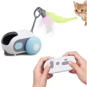 Interactive Smart Cat Exercise Toy with Remote Control, Two-Speed Adjustment, Automatic Obstacle Avoidance, USB Rechargeable (Blue)