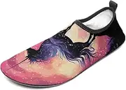 [BTCOWZRV] Water Shoes for Women Men Magic Galaxy Horse Silhouette Water Sports Shoes Slip-on Breathable Lightweight Athletic Aqua Sock