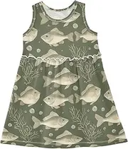 [Caihoyu] Girls Sleeveless Dresses Toddler Kids Soft Midi Dress Summer Active Playwear, Multicolor07, 4 Years