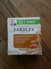 3PK! YARDLEY SOAPS 4.25 oz OATMEAL & ALMOND Skin Moisturizer 3 BARS