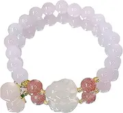 [QSAENHA] Rose Quartz Bracelet Multi-Gem Feng Shui Wealth Bracelet 8mm Pink Peach White Carnelian Rabbit Charm Talisman for 2023 Year of Bunny Chakra Amulet for Love Prosperity/1930