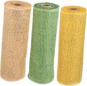 BESTYASH 3pcs Burlap Mesh Rolls Durable Wreath Bouquet Packaging for DIY Crafts Rustic for Party Decorations Present Wrapping