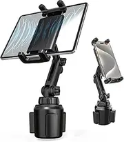 Kolasels Car Cup Holder Tablet Mount, [Adjustable Long Arm] Cup Holder Car Tablet Holder, Truck Cup Holder Tablet Stand for iPad, Galaxy Tab/Z Fold 4/3, iPhone 15/14/Pro, 4.7-12.9" Tablet & Phone