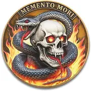 Memento Mori & Memento Vivere Challenge Coin – Hourglass and Skull Snake Design – A Thought-Provoking Reminder to Live Fully