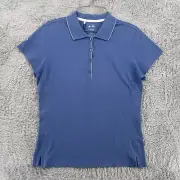 Adidas Women Top Medium Blue Climalite Cotton Short Sleeve Golf Polo